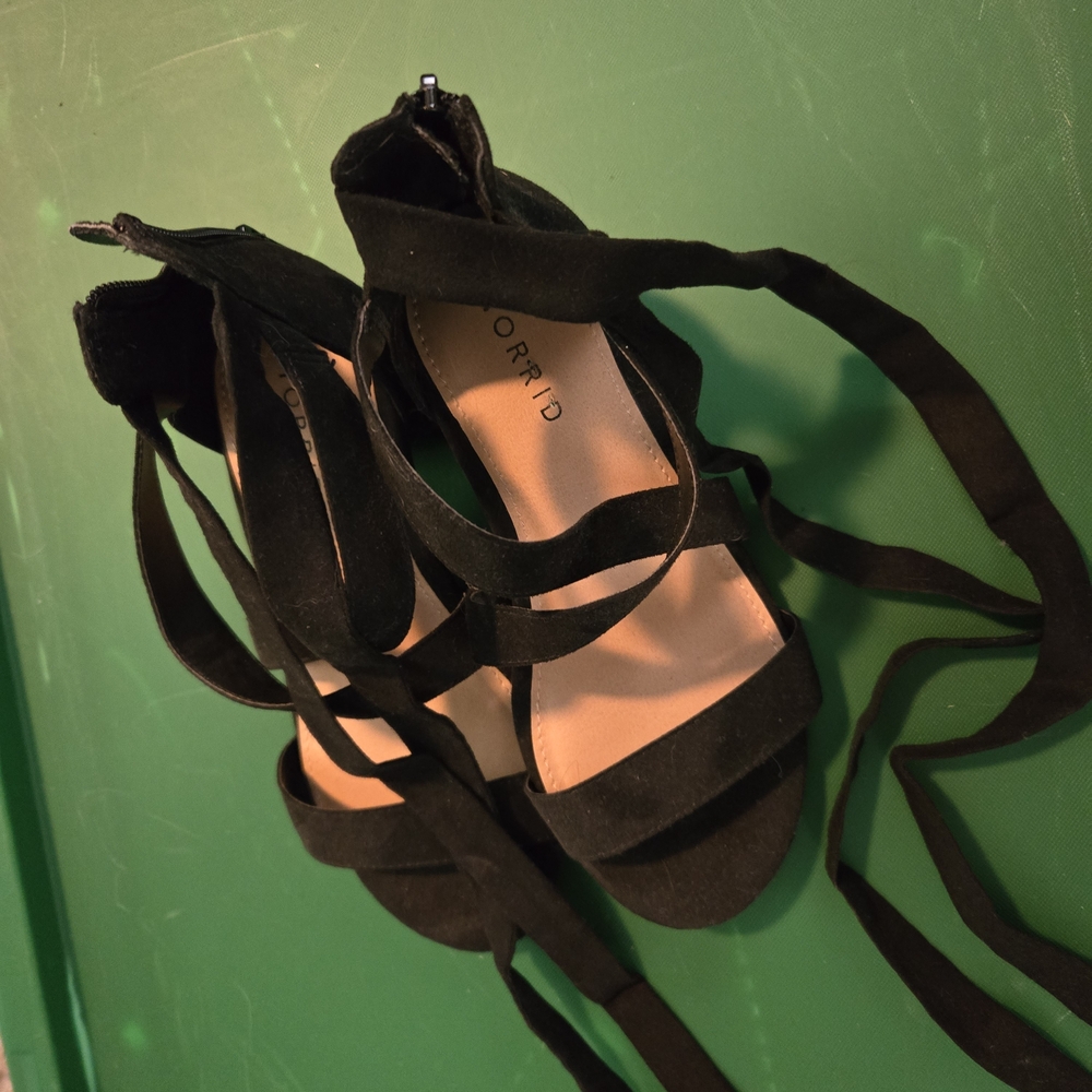 Torrid Black Lace Up Heels